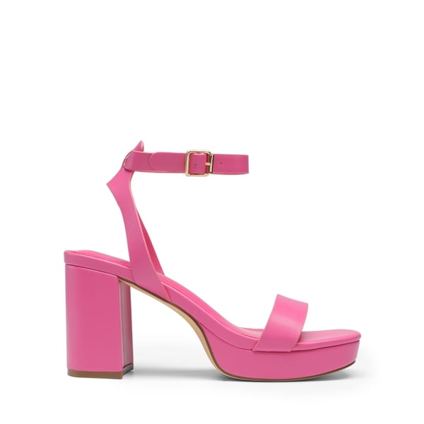 Platform Ankle Strap Chunky Heel Sandals - HOT PINK-PU - 1